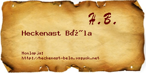 Heckenast Béla névjegykártya